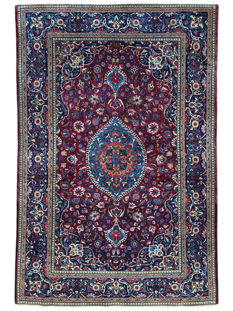 Antique Persian Kashan Debir Rug – 4’3” x 6’4” – Circa 1920s – Hand-Knotted Fine Wool
