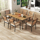 63 Inch Rectangular Outdoor Dining Table for 6 People with Acacia Wood Tabletop and Umbrella Hole by LJGDeals