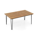 63 Inch Rectangular Outdoor Dining Table for 6 People with Acacia Wood Tabletop and Umbrella Hole-63 inches