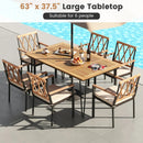 63 Inch Rectangular Outdoor Dining Table for 6 People with Acacia Wood Tabletop and Umbrella Hole by LJGDeals