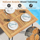 63 Inch Rectangular Outdoor Dining Table for 6 People with Acacia Wood Tabletop and Umbrella Hole by LJGDeals