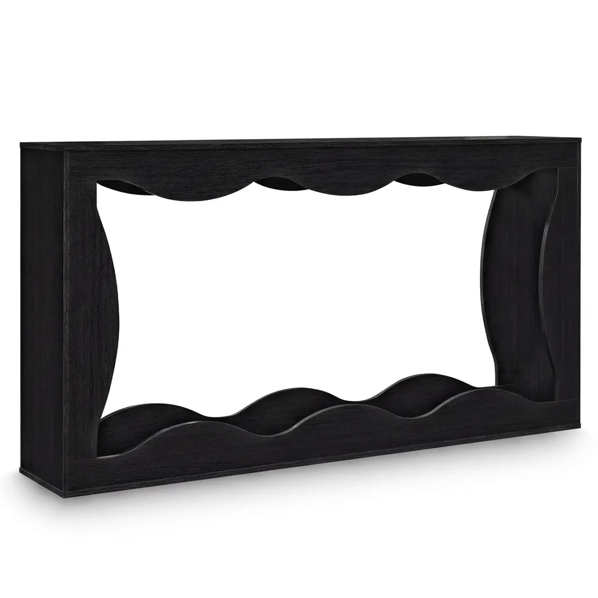 63 Inch Console Table 2-Tier Narrow Entryway Table with Wavy Edge Storage Shelf, photo 4 of 16