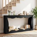 63 Inch Console Table 2-Tier Narrow Entryway Table with Wavy Edge Storage Shelf by DirectDeals