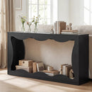 63 Inch Console Table 2-Tier Narrow Entryway Table with Wavy Edge Storage Shelf by LJGDeals
