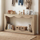 63 Inch Console Table 2-Tier Narrow Entryway Table with Wavy Edge Storage Shelf by LJGDeals