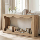63 Inch Console Table 2-Tier Narrow Entryway Table with Wavy Edge Storage Shelf by LJGDeals