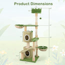 63 Inch Multi-Level Aesthetic Stripped Kitten Tower with 2 Condos-Green