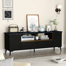 63 Inch TV Stand with Flip Door Cabinet for TVs up to 75 Inch-Black by LJGDeals