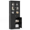 63 Inch Tall Bathroom Storage Cabinet with 2 Glass Doors and Adjustable Shelves Drawer by LJGDeals