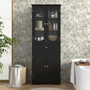 63 Inch Tall Bathroom Storage Cabinet with 2 Glass Doors and Adjustable Shelves Drawer by DirectDeals