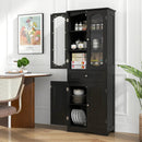 63 Inch Tall Bathroom Storage Cabinet with 2 Glass Doors and Adjustable Shelves Drawer by DirectDeals