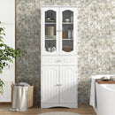 63 Inch Tall Bathroom Storage Cabinet with 2 Glass Doors and Adjustable Shelves Drawer by LJGDeals