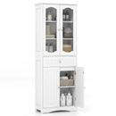 63 Inch Tall Bathroom Storage Cabinet with 2 Glass Doors and Adjustable Shelves Drawer by LJGDeals