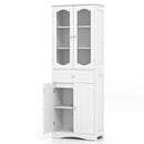 63 Inch Tall Bathroom Storage Cabinet with 2 Glass Doors and Adjustable Shelves Drawer by DirectDeals