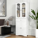 63 Inch Tall Bathroom Storage Cabinet with 2 Glass Doors and Adjustable Shelves Drawer by LJGDeals