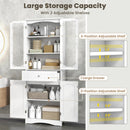 63 Inch Tall Bathroom Storage Cabinet with 2 Glass Doors and Adjustable Shelves Drawer by LJGDeals
