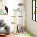 63 Inch Tall Cat Tree Modern Wooden Cat Tower with Perch Condo Hammock-Gray by LJGDeals