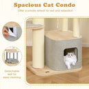 63 Inch Tall Cat Tree Modern Wooden Cat Tower with Perch Condo Hammock-Gray by LJGDeals