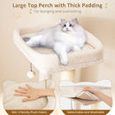 63 Inch Tall Wooden Cat Tree with 2-Story Condo and Plush Padded Top Perch-Natural by LJGDeals