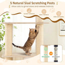 63 Inch Tall Wooden Cat Tree with 2-Story Condo and Plush Padded Top Perch-Natural by LJGDeals