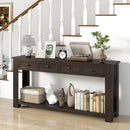 63 Inches Farmhouse Entryway Table with 4 Storage Drawers and Open Shelf-Espresso by LJGDeals