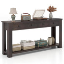 63 Inches Farmhouse Entryway Table with 4 Storage Drawers and Open Shelf-Espresso by LJGDeals