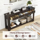 63 Inches Farmhouse Entryway Table with 4 Storage Drawers and Open Shelf-Espresso by LJGDeals