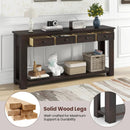 63 Inches Farmhouse Entryway Table with 4 Storage Drawers and Open Shelf-Espresso by LJGDeals