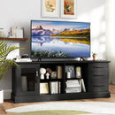 63 Inches Media Console Table with 3 Drawers and 2 Glass Shelves by LJGDeals