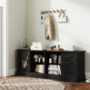 63 Inches Media Console Table with 3 Drawers and 2 Glass Shelves by LJGDeals