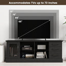 63 Inches Media Console Table with 3 Drawers and 2 Glass Shelves-Black