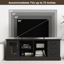 63 Inches Media Console Table with 3 Drawers and 2 Glass Shelves by LJGDeals