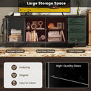 63 Inches Media Console Table with 3 Drawers and 2 Glass Shelves by LJGDeals