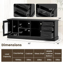 63 Inches Media Console Table with 3 Drawers and 2 Glass Shelves by LJGDeals
