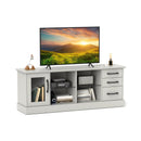 63 Inches Media Console Table with 3 Drawers and 2 Glass Shelves-Black by DirectDeals