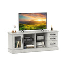 63 Inches Media Console Table with 3 Drawers and 2 Glass Shelves by LJGDeals