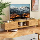 63 Inches Mid Century Modern Bamboo TV Stand with Sliding Doors-Natural by LJGDeals