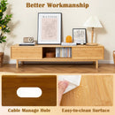 63 Inches Mid Century Modern Bamboo TV Stand with Sliding Doors-Natural by LJGDeals