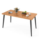 63 Inches Outdoor Indoor Dining Table with 1.97 Inches Umbrella Hole and Metal Legs by LJGDeals