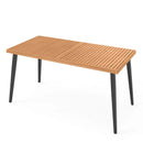 63 Inches Outdoor Indoor Dining Table with 1.97 Inches Umbrella Hole and Metal Legs by LJGDeals