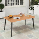 63 Inches Outdoor Indoor Dining Table with 1.97 Inches Umbrella Hole and Metal Legs by LJGDeals