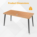 63 Inches Outdoor Indoor Dining Table with 1.97 Inches Umbrella Hole and Metal Legs by LJGDeals