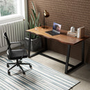 63" Large Dining Table with Wavy Edge and Heavy-duty Metal Frame-Coffee
