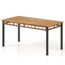 63" Outdoor Dining Table with Acacia Wood Slatted Tabletop by LJGDeals