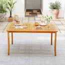 63 inch Outdoor Dining Table with Umbrella Hole Farmhouse Bistro Dinette Furniture by LJGDeals