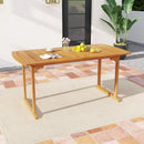 63 inch Outdoor Dining Table with Umbrella Hole and Slatted Tabletop by LJGDeals