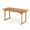63 inch Outdoor Dining Table with Umbrella Hole and Slatted Tabletop by LJGDeals