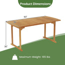 63 inch Outdoor Dining Table with Umbrella Hole and Slatted Tabletop by LJGDeals