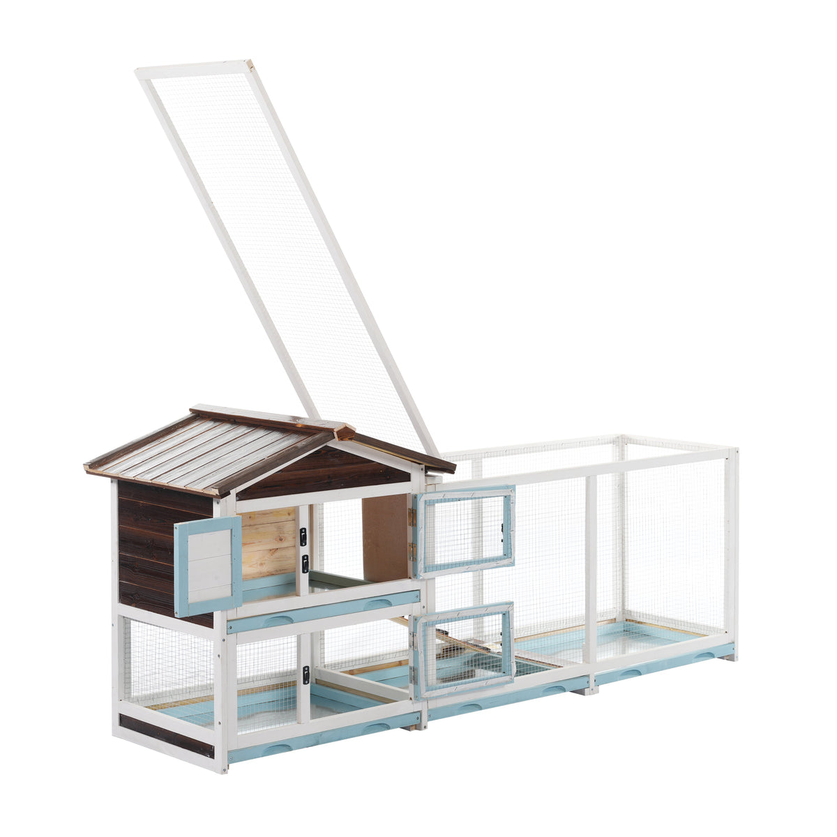 Outdoor Multi-Level Fir Wood Rabbit Hutch, photo 9 of 10