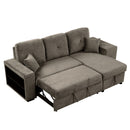 Reversible Sleeper Sectional Sofa Bed With Side Shelf And 2 Stools, Pull-Out L-Shaped Sofa Bed, Corner Sofa-Bed With Storage Chaise Left / Right Hande For Living Room by HouseOfZazla